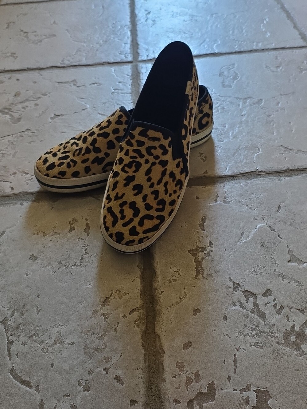kate spade Leopard-Print Slip-On Loafers in Tan and Black